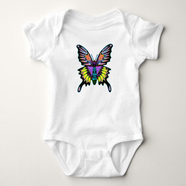 Body Para Bebê Borboleta Brilhante Colorida (Frente)