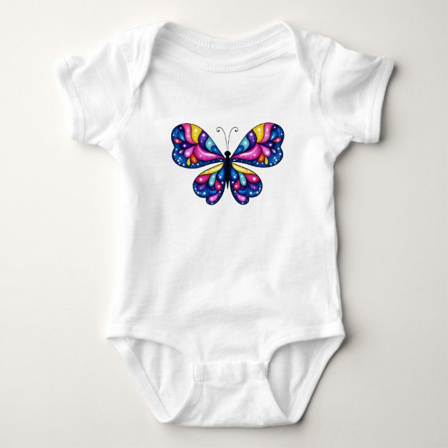 Body Para Bebê Borboleta Colorida Vibrante (Frente)