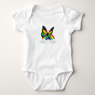 Body Para Bebê Borboleta com arco-íris