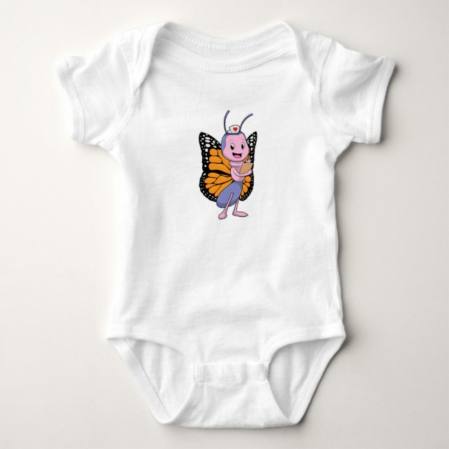 Body Para Bebê Borboleta como Enfermeira (Frente)