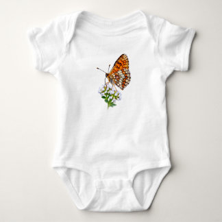 Body Para Bebê Borboleta Laranja em Flores Brancas Delicadas