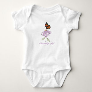 Body Para Bebê Borboleta Monarca com Flor de Cone Roxo