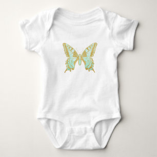 Body Para Bebê Borboleta Verde-Azul Pálida