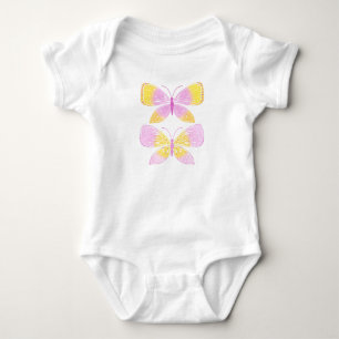 Body Para Bebê Borboletas Rosa e Amarela