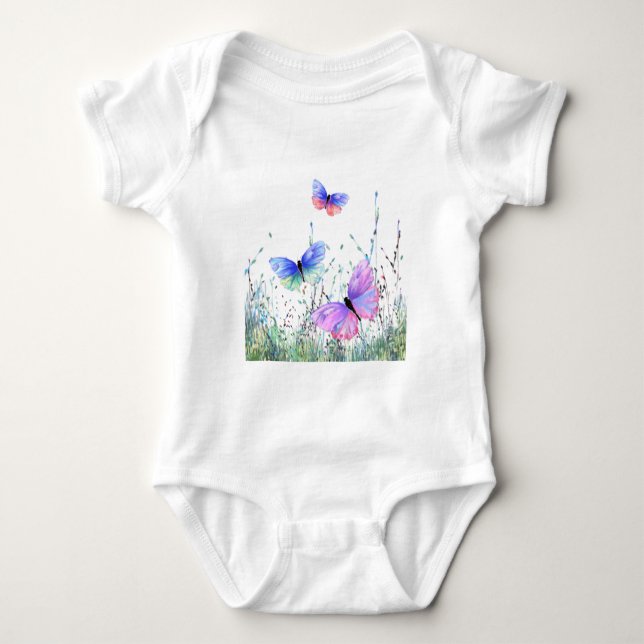 Body Para Bebê Borboletas voadoras Bebê roupa de bebê (Frente)