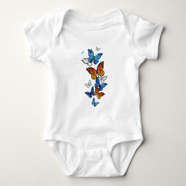 Body Para Bebê Borboletas voadoras Morpho e Monarca (Frente)