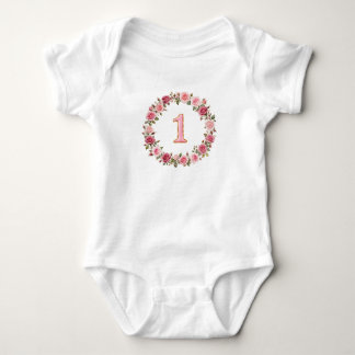 Body Para Bebê Borda Dourada Número 1 Design Elegante Rosa