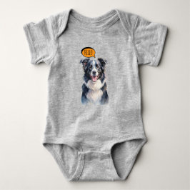 Body Para Bebê Border Collie Alegre em Aquarela