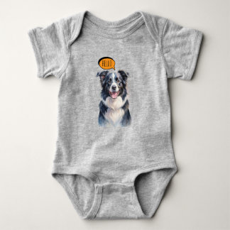 Body Para Bebê Border Collie Alegre em Aquarela