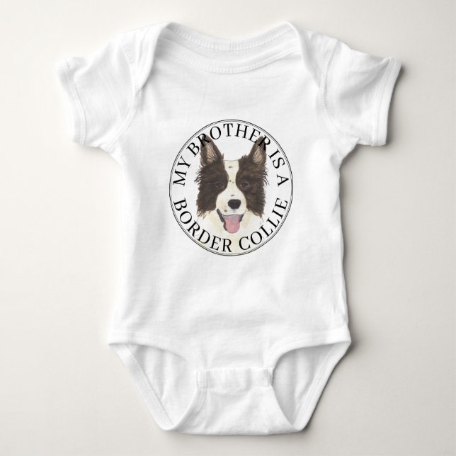 Body Para Bebê Border Collie Dog Big Brother (Frente)