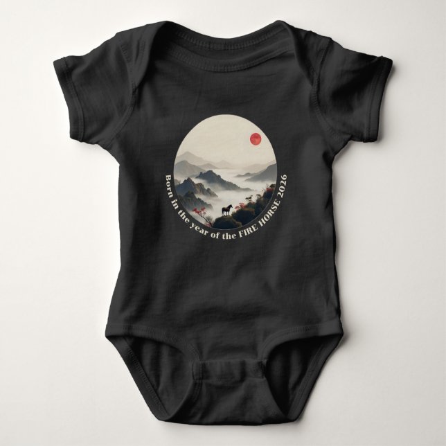 Body Para Bebê Born in Year of the Horse 2026 Chinese Mountain  (Frente)