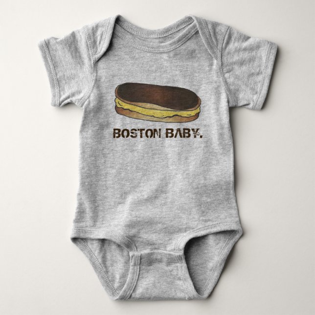 Body Para Bebê BOSTON BABY Boston Cream Pie Eclair Foodie Pastore (Frente)