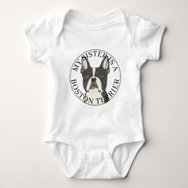 Body Para Bebê Boston Terrier Big Sister (Frente)