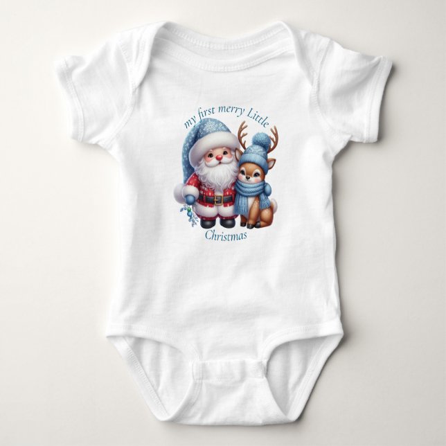 Body Para Bebê Botânica de Aquarela de Natal Elegante (Frente)