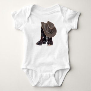 Body Para Bebê Botas e chapéu de vaqueiro