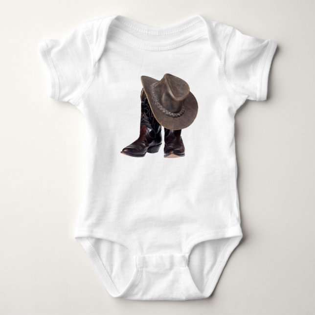 Body Para Bebê Botas e chapéu de vaqueiro (Frente)
