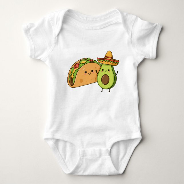 Body Para Bebê Bout Cute Engraçado Avocado & Taco (Frente)