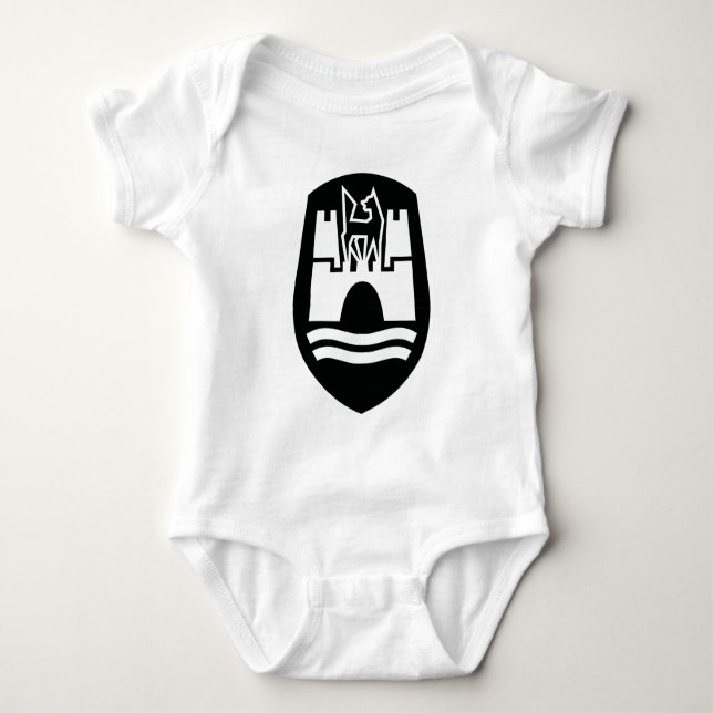 Body Para Bebê Brasão de Wolfsburg (branco preto) (Frente)