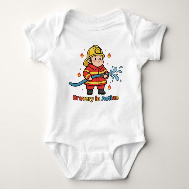 Body Para Bebê Bravery in Action – Firefighter Hero Tee (Frente)