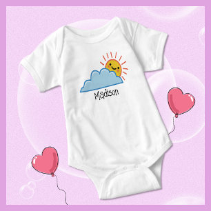 Body Para Bebê Brilho do Sol e Nuvens Personalizado