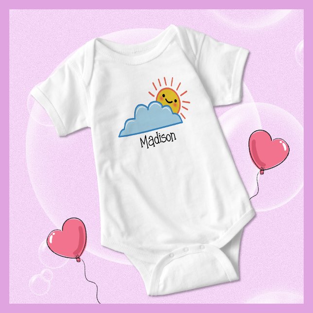 Body Para Bebê Brilho do Sol e Nuvens Personalizado (Criador carregado)