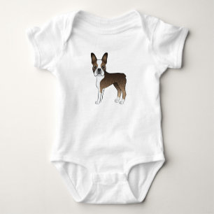 Body Para Bebê Brindle Boston Terrier Adorable Cartoon Dog Design