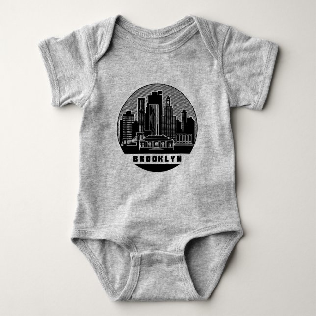 Body Para Bebê Brooklyn New York Skyline (Frente)