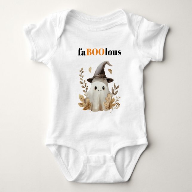 Body Para Bebê Bruxa Fantasma do Halloween do FaBOOlous Kid (Frente)