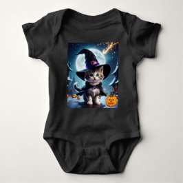 Body Para Bebê Bruxa Gatinho Fofo Halloween
