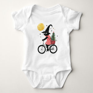 Body Para Bebê Bruxa Negra Pedra de Bicicleta e Feliz Natal