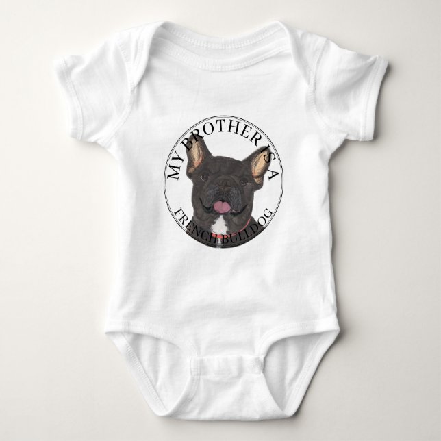 Body Para Bebê Buldogue Branco Brindle Personalizado (Frente)