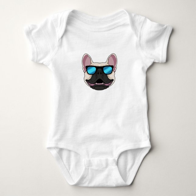 Body Para Bebê Buldogue francês com óculos escuros (Frente)