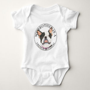 Body Para Bebê Buldogue Francês Preto e Branco Personalizado