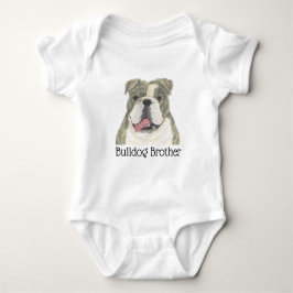 Body Para Bebê Bulldog Inglês Branco e Listrado Personalizado