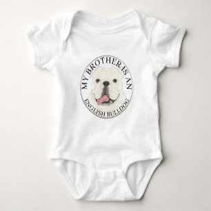 Body Para Bebê Bulldog Inglês Branco Personalizado Cachorro