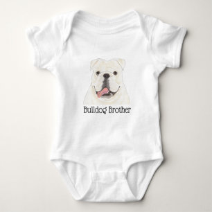 Body Para Bebê Bulldog Inglês Branco Personalizado Cachorro