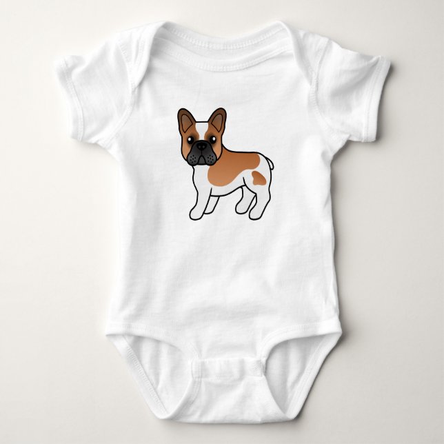 Body Para Bebê Bulldogue Francês Malhado Vermelho Cachorro Cartoo (Frente)