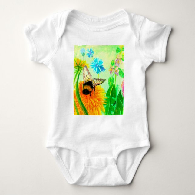 Body Para Bebê Bumblebee em dandelion (Frente)