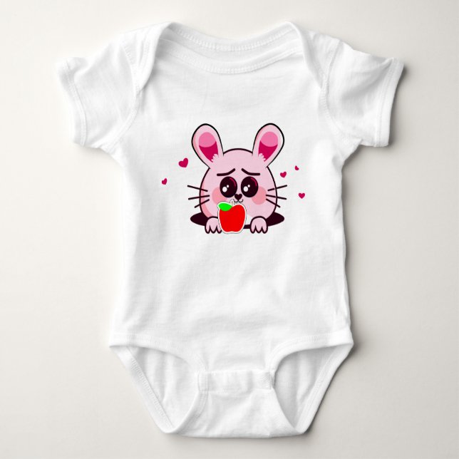 Body Para Bebê Bunny & Apple: Um Par Doce de Delícias Sussuras (Frente)