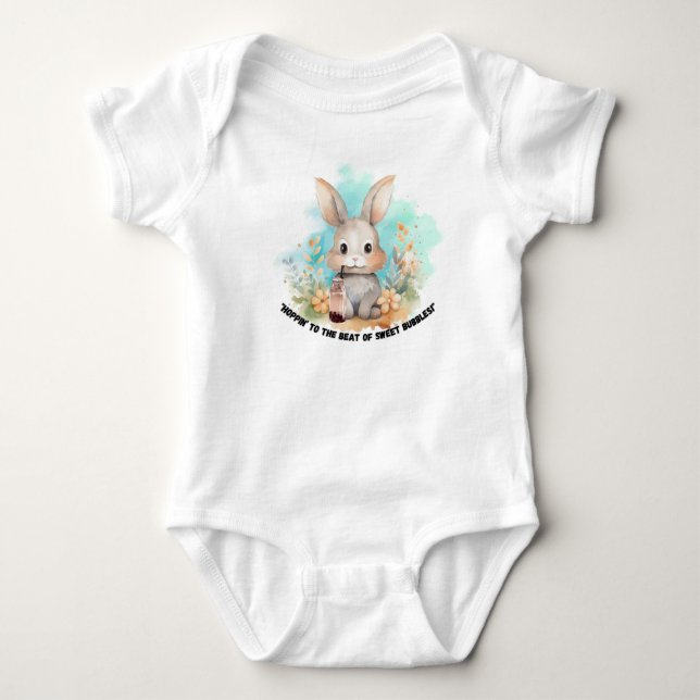 BODY PARA BEBÊ BUNNY COM UM CHÁ DE BOBA, QUOTE (Frente)