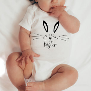 Body Para Bebê Bunny Face Minha Primeira Páscoa Bebê Roupa