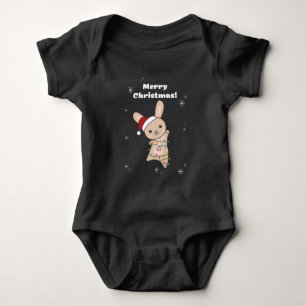 Body Para Bebê Bunny Feliz Natal Animais de inverno Coelhos Bebê