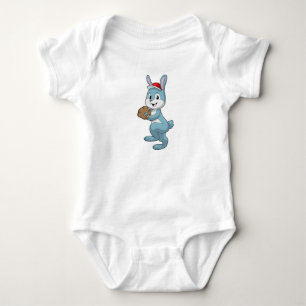 Body Para Bebê Bunny no Baseball com luva de baseball