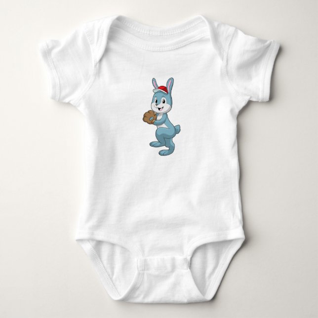 Body Para Bebê Bunny no Baseball com luva de baseball (Frente)