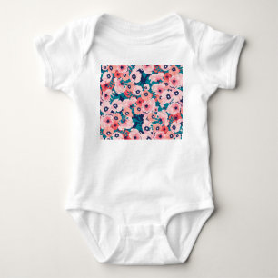 Body Para Bebê Buquê Floral de Aquarela: Peões Vintage.