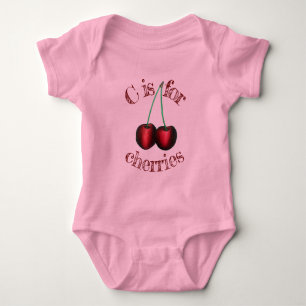 Body Para Bebê C é para Cherries Ripe Red Cherry Fruta