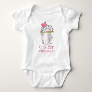 Body Para Bebê C é para Cupcake Pink Heart Cup Cake Sprinkles