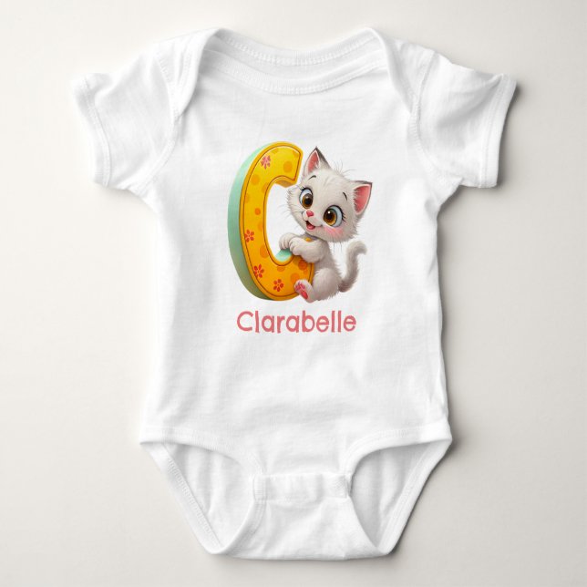 Body Para Bebê C é para Gato Personalizar (Frente)
