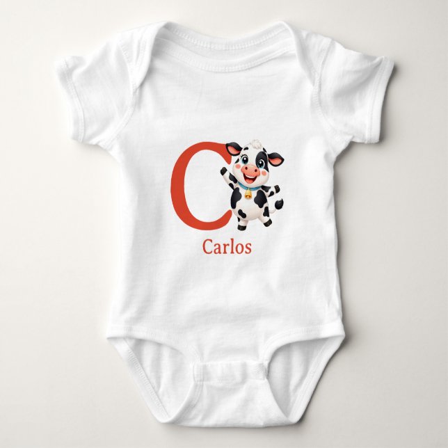 Body Para Bebê C é para Personalizar Vaca Fofa (Frente)