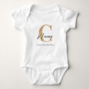 Body Para Bebê C & Name Iniciais Monogramados Modernos Personaliz